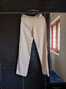 Beige Straight Leg Jeans