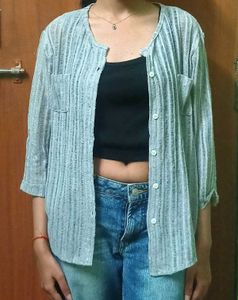 korean grey sheer shrug