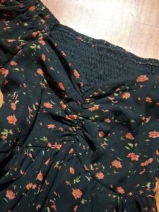 black ruffle top