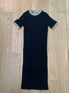 Zara Trafaluc Ribbed Bodycon Midi Black Dress