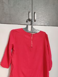 Dark Pink Colour T-shirt Cum Kurti For Girls