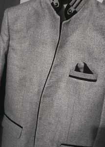 Black Jet Slim Fit Ethnic Blazer For Men