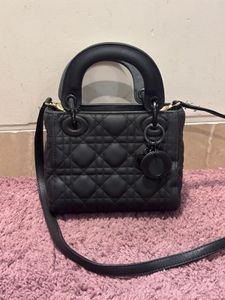 Authentic Lady Dior Small Matte Black Bag
