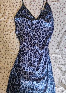 Blue Leopard Print Mini Dress