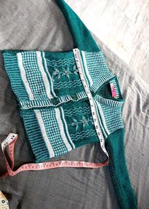 Green Embroidered Cardigan