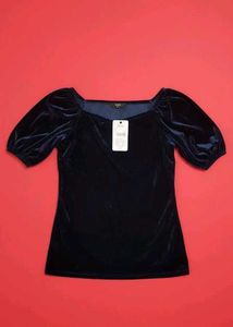 Velvet Puff Sleeve Top
