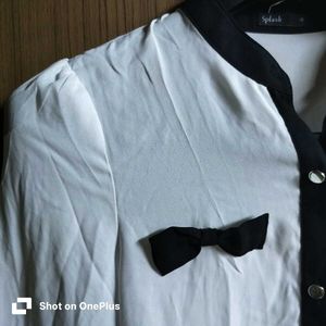 Chic White Blouse with Bow Detail