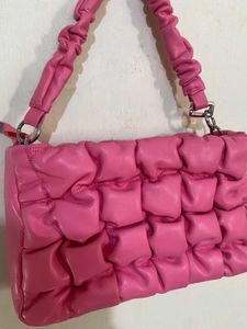 Pink Ruched Handle Bag