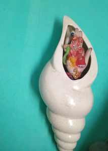 Vintage Seashell Wall Planter with Vishnu Statue
