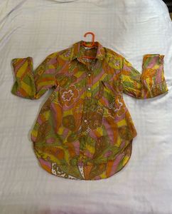 Zara Retro Floral Shirt Fits S-M