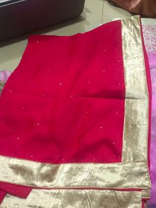 Red &amp; Gold Saree In Cash 600 Rs