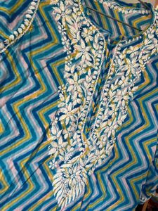 Embroidered Chevron Print Kurti