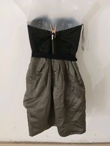 TAUP SATIN PLEAT DRAPE SHIFT DRESS