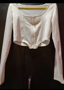 White Long Sleeve Corset Top