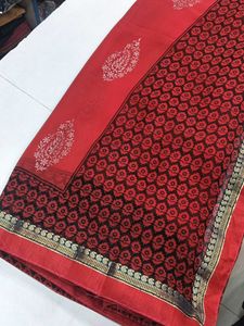 Red & Black Floral Saree