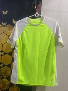 Vibrant Neon Green & White Athletic Tee