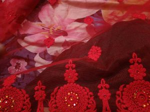 New Cherry Red Heavy Saree With Attached
