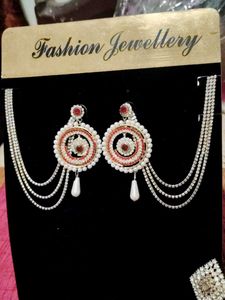 New Elegant Red and Pearl Jewelry Set