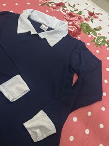 Navy Blue Collared Top