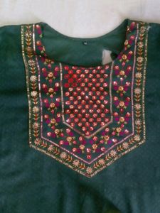 Dark Green Kurta Pant Set