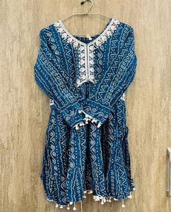 Bandhani-Style Kurti with White Embroidery