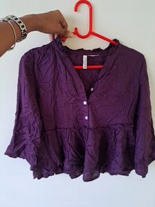 Purple Ruffled Peplum Top