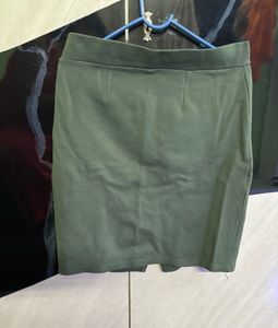 Olive Green Slit Mini Skirt