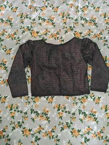 Bronze Metallic Ruched Sleeve Top