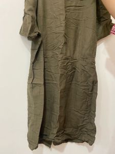Olive Green Button-Down Dress