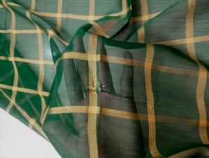 New Green Chex Design Georgette Febric