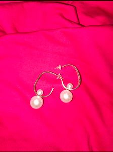 Pearl Drop Hoop Earrings