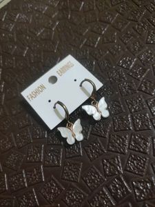 Small White Butterfly Earings