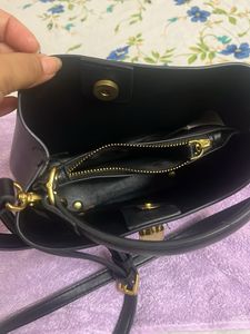 Black Leather Bucket Bag