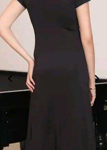 shien Elegant Black Slit Maxi Dress