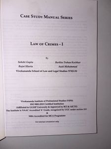 Law of Crimes - I Case Study Manual