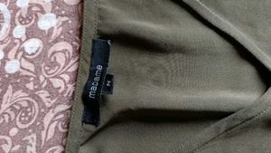 Olive Green V-Neck Top
