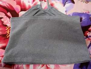 Glitter Sequin Partywear Silver Tube Crop Top