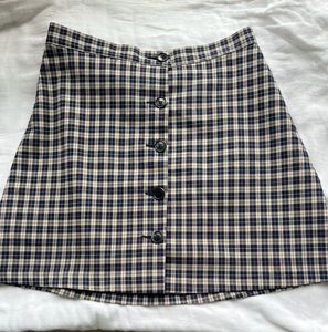 Plaid Button-Front Skirt
