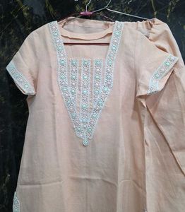 Peach Lace Kurta Set