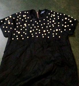 Zara Black Pearl Embellished Dress