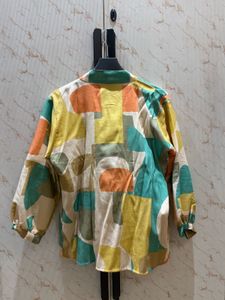 Colorful Print Top With Tie-Ups