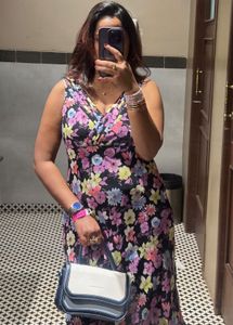 Multicolour Floral Print Midi Dress