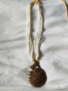 Pearl Necklace with Peacock Pendant