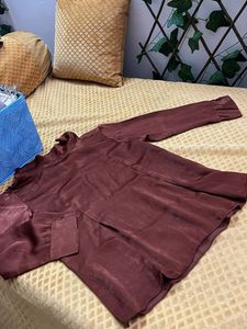 Burgundy Satin Top Never Wore !!!