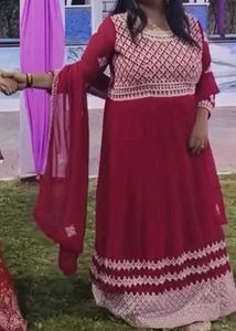 Elegant Maroon Anarkali Dress