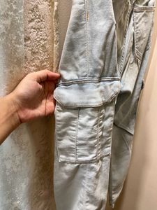 Light Wash Denim Cargo Pants