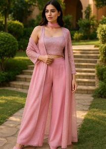 Party Sarara Blouse - Pink Lace 3-Piece Set