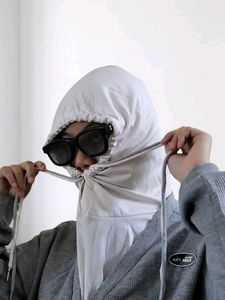 Grey Hoodie Double Drawstring