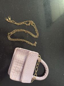 Lilac Croc-Embossed Mini Bag