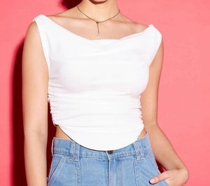 Chic Off-White Ruched Tube Top by UPTOWNE
